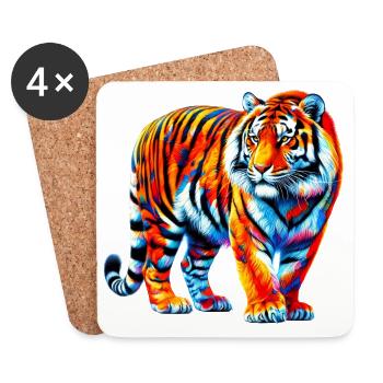 Tigre - Dessous de verre (lot de 4) - blanc - Devant