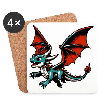 Drache - Untersetzer (4er-Set) - Weiß - Vorne