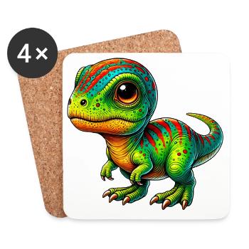 Dinosaure - Dessous de verre (lot de 4) - blanc - Devant