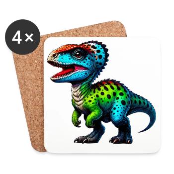 Dinosaure - Dessous de verre (lot de 4) - blanc - Devant