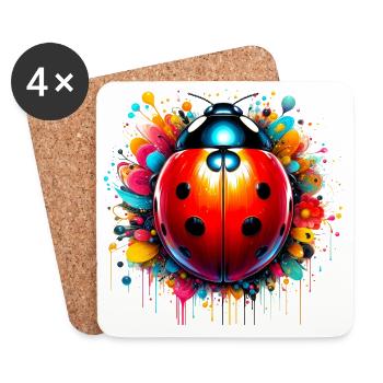 Ladybird - Coasters (set of 4) - white - Front