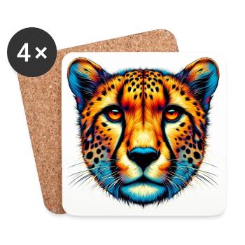 Guépard - Dessous de verre (lot de 4) - blanc - Devant