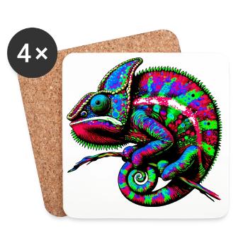 Caméléon - Dessous de verre (lot de 4) - blanc - Devant