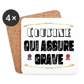Cousine Qui Assure Grave - Dessous de verre (lot de 4) - blanc - Devant