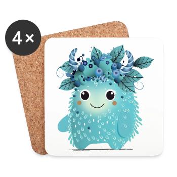 Mignon Blueberry Monster – Fruité et épicé - Dessous de verre (lot de 4) - blanc - Devant