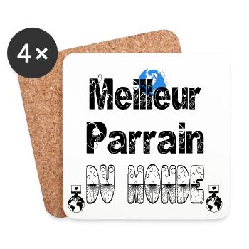 Meilleur Parrain du Monde - Dessous de verre (lot de 4) - blanc - Devant