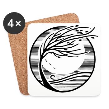 Arbre à vent - L’élégance de la nature | Minimaliste - Dessous de verre (lot de 4) - blanc - Devant