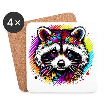 Raccoon - Coasters (set of 4) - white - Front