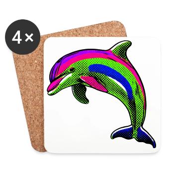 Delfin - Untersetzer (4er-Set) - Weiß - Vorne