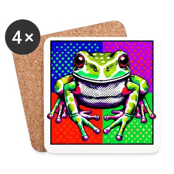Grenouille - Dessous de verre (lot de 4) - blanc - Devant