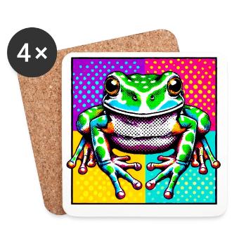 Grenouille - Dessous de verre (lot de 4) - blanc - Devant