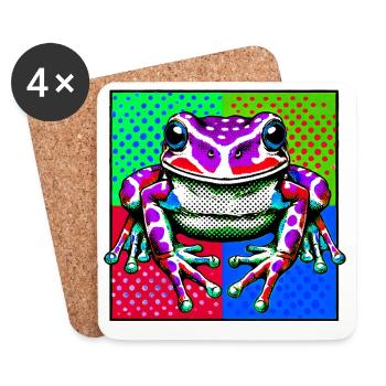 Grenouille - Dessous de verre (lot de 4) - blanc - Devant