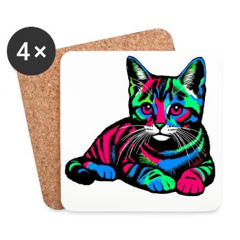 Chat - Dessous de verre (lot de 4) - blanc - Devant