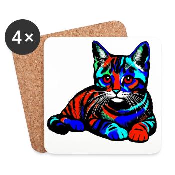Chat - Dessous de verre (lot de 4) - blanc - Devant
