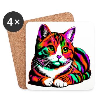 Cat - Coasters (set of 4) - white - Front