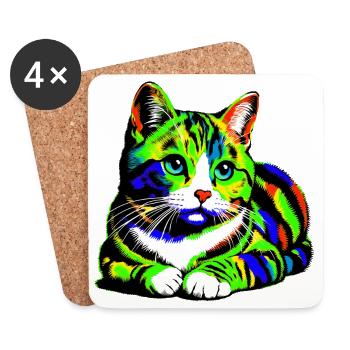 Cat - Coasters (set of 4) - white - Front