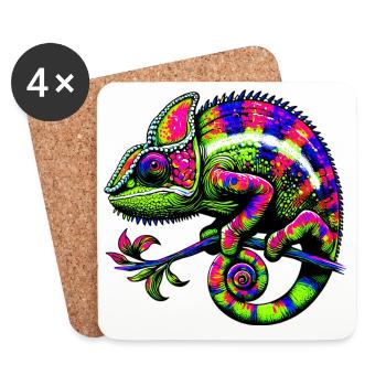 Caméléon - Dessous de verre (lot de 4) - blanc - Devant