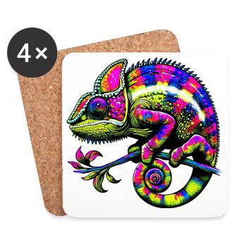 Caméléon - Dessous de verre (lot de 4) - blanc - Devant