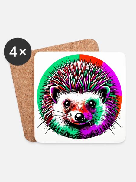 Hedgehog - Coasters (set of 4) - white