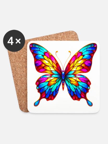 Schmetterling - Untersetzer (4er-Set) - Weiß