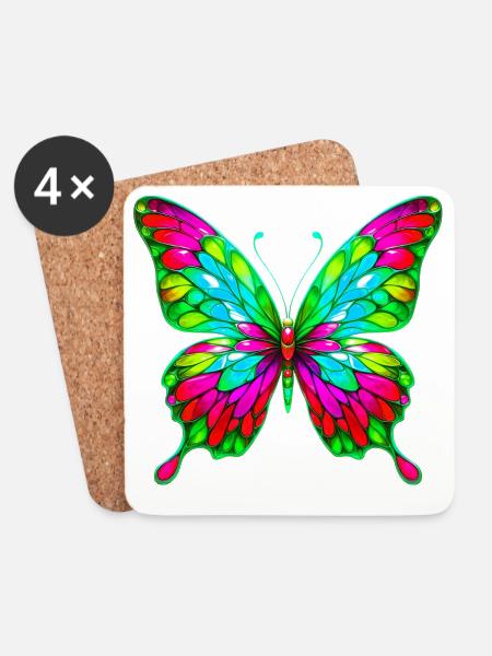 Schmetterling - Untersetzer (4er-Set) - Weiß