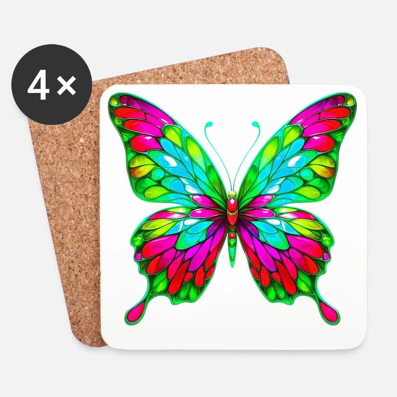 Schmetterling - Untersetzer (4er-Set) - Weiß