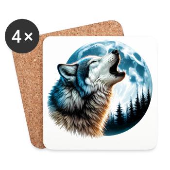 Wolf - Coasters (set of 4) - white - Front