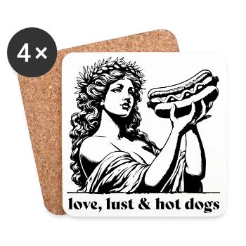 Aphrodite mit love, lust und hot dogs Fast Food - Untersetzer (4er-Set) - Weiß - Vorne
