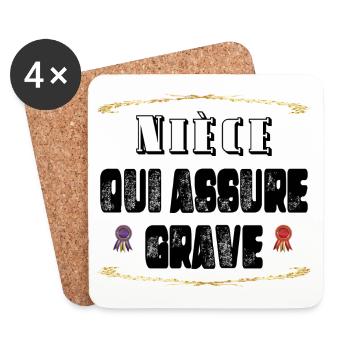 Nièce Qui Assure Grave - Dessous de verre (lot de 4) - blanc - Devant