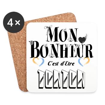 Mon Bonheur C'est d'Etre Tonton - Dessous de verre (lot de 4) - blanc - Devant