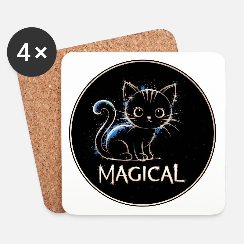 Magische Katze - Untersetzer (4er-Set) - Weiß
