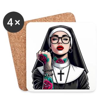 Religieuse avec tatouage - Dessous de verre (lot de 4) - blanc - Devant