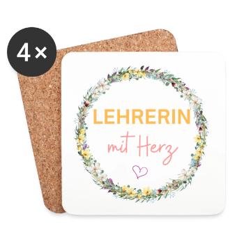 Teacher with heart! Customizable design - Coasters (set of 4) - white - Front