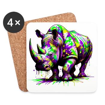 Nashorn - Untersetzer (4er-Set) - Weiß - Vorne