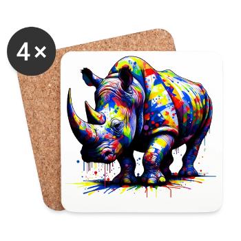 Rhinocéros - Dessous de verre (lot de 4) - blanc - Devant