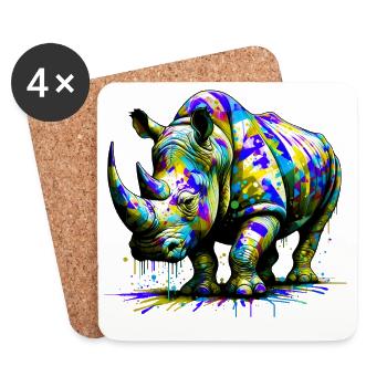 Rhinocéros - Dessous de verre (lot de 4) - blanc - Devant