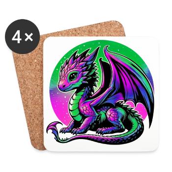Dragon - Dessous de verre (lot de 4) - blanc - Devant