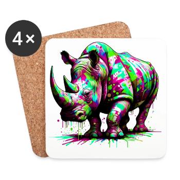 Rhinoceros - Coasters (set of 4) - white - Front