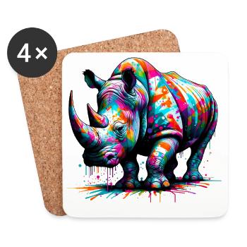 Rhinoceros - Coasters (set of 4) - white - Front
