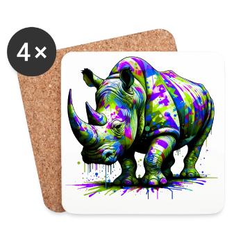 Rhinocéros - Dessous de verre (lot de 4) - blanc - Devant