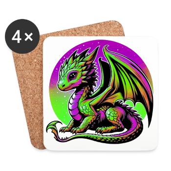 Drache - Untersetzer (4er-Set) - Weiß - Vorne