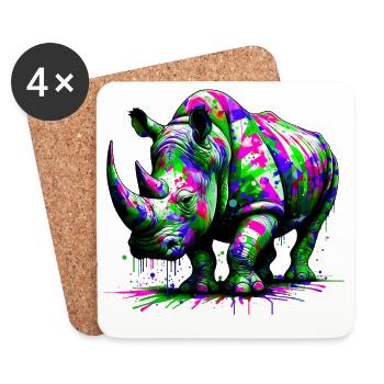 Nashorn - Untersetzer (4er-Set) - Weiß - Vorne