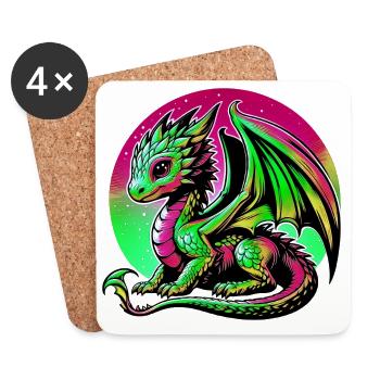 Drache - Untersetzer (4er-Set) - Weiß - Vorne