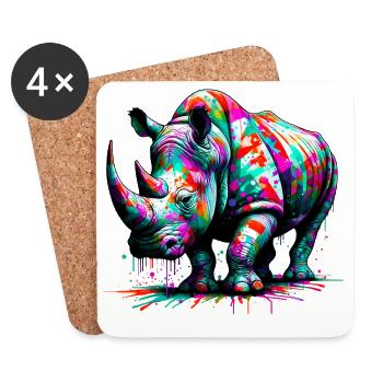 Rhinocéros - Dessous de verre (lot de 4) - blanc - Devant