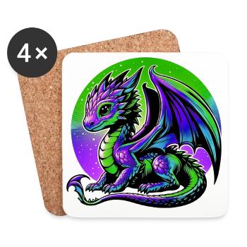 Drache - Untersetzer (4er-Set) - Weiß - Vorne