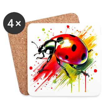 Coccinelle - Dessous de verre (lot de 4) - blanc - Devant