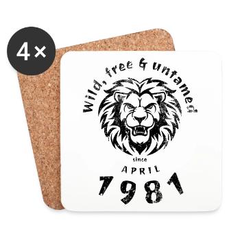 44th birthday Wild, free & untamed since 04/1981 - Coasters (set of 4) - white - Front
