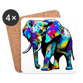 Éléphant - Dessous de verre (lot de 4) - blanc - Devant