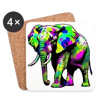 Éléphant - Dessous de verre (lot de 4) - blanc - Devant