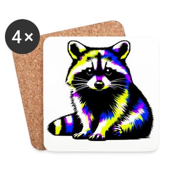 Waschbär - Untersetzer (4er-Set) - Weiß - Vorne